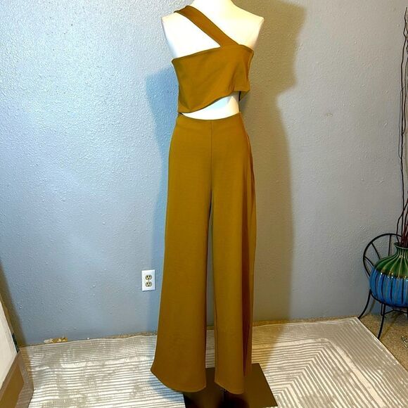 House of Harlow X revolve toffee Fabien women’s wide leg jumpsuit size L - Picture 1 of 15